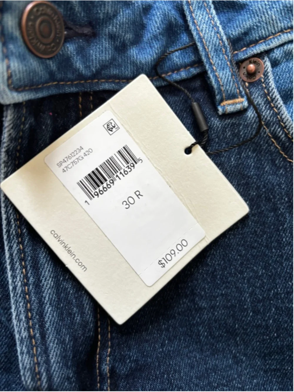 Women's Calvin Klein Two-Tone Wide Leg Jeans Blue 30